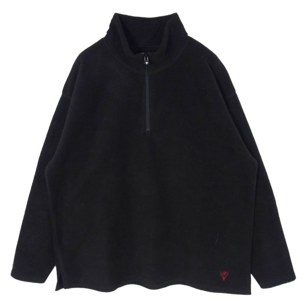 South2 West8 サウスツーウェストエイト スウェット RW641 Half Zipped Shirt Poly Fleece ハーフジップ プルオーバー スウェット ブラック系 S【中古】