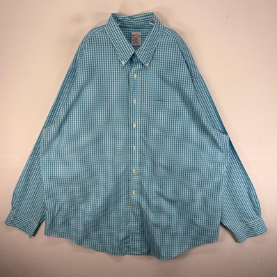 古着 ブルックスブラザーズ Brooks Brothers 長袖シャツ ボタンダウン 346 2XL ブルー系 チェック メンズ