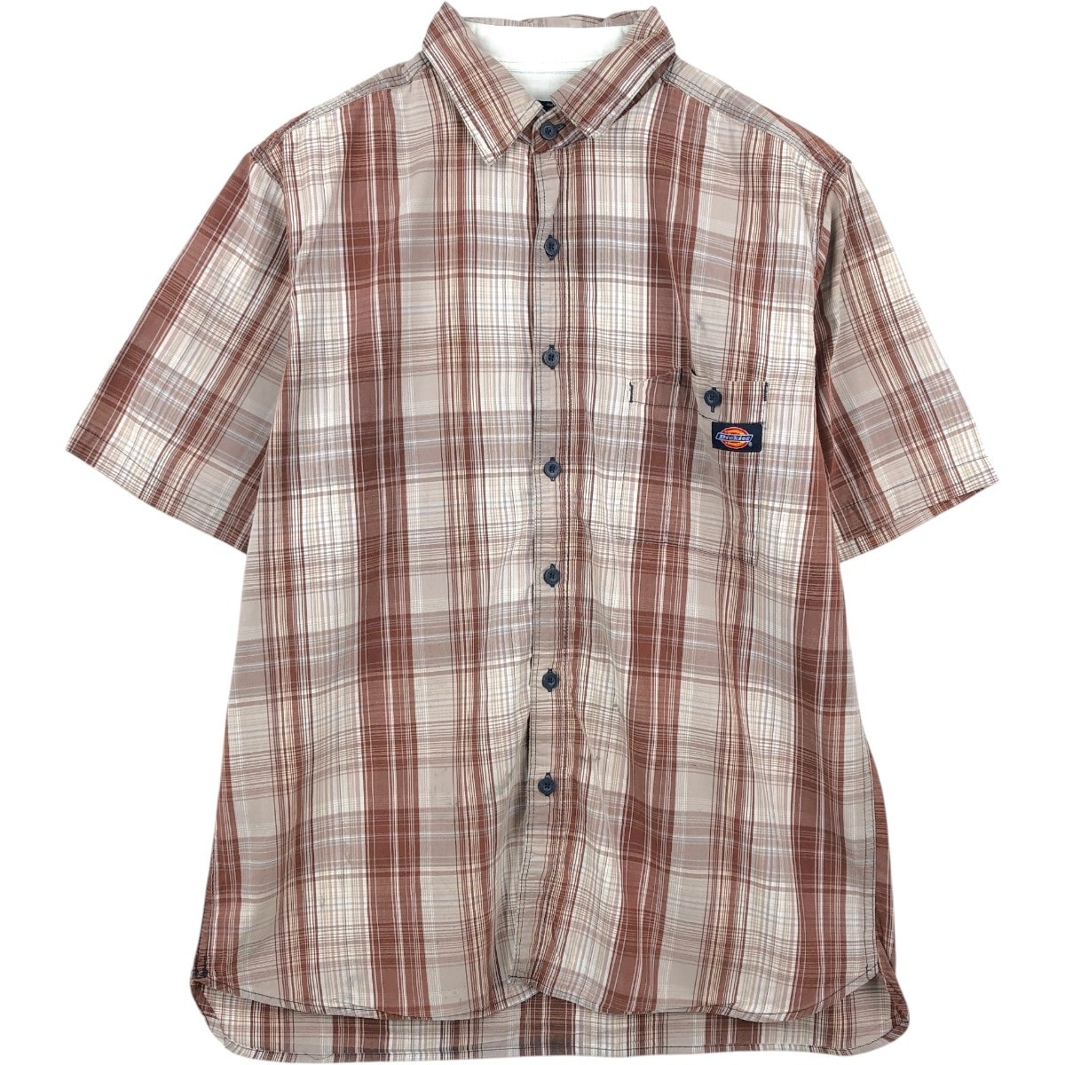 古着 ディッキーズ Dickies チェック柄 半袖 ワークシャツ メンズL相当/eaa665173