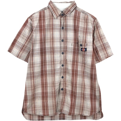古着 ディッキーズ Dickies チェック柄 半袖 ワークシャツ メンズL相当/eaa665173