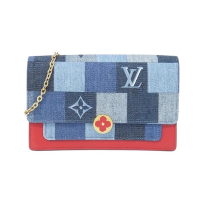 ルイヴィトン デニム モノグラム ポルトフォイユ フロール チェーン M69036 チェーンウォレット
