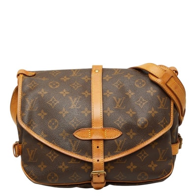 ルイ ヴィトン モノグラム ソミュール30 斜め掛け ショルダーバッグ M42256 ブラウン PVC レザー レディース LOUIS VUITTON 【中古】
