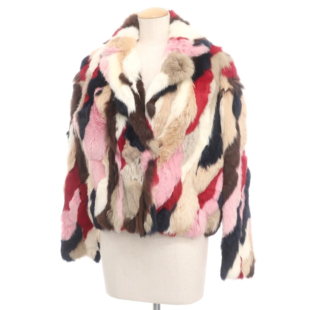【中古】エムエスジーエム MSGM ラビットファー ジャケット ブルゾン マルチカラー【サイズ38】【レディース】