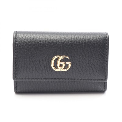 グッチ GUCCI GGマーモント プチマーモント 6連 キーケース アクセサリー レザー レディース ブラック系 456118 【中古】