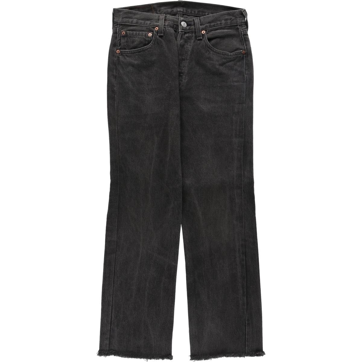 古着 90年代 リーバイス Levi's 6501-0660 カットオフ ブラックデニム ストレートデニムパンツ USA製 レディースL(w28)相当 ヴィンテージ/eaa637989