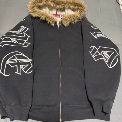 Supreme Faux Fur Zip Up Hooded Sweatshirt "Black"