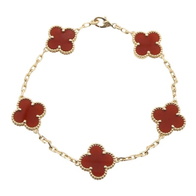 ヴァンクリーフ&アーペル Van Cleef & Arpels ヴィンテージアルハンブラ カーネリアン ブレスレット ブレスレット アクセサリー K18(イエローゴールド) カーネリアン レディース ゴールド系 / レッド系