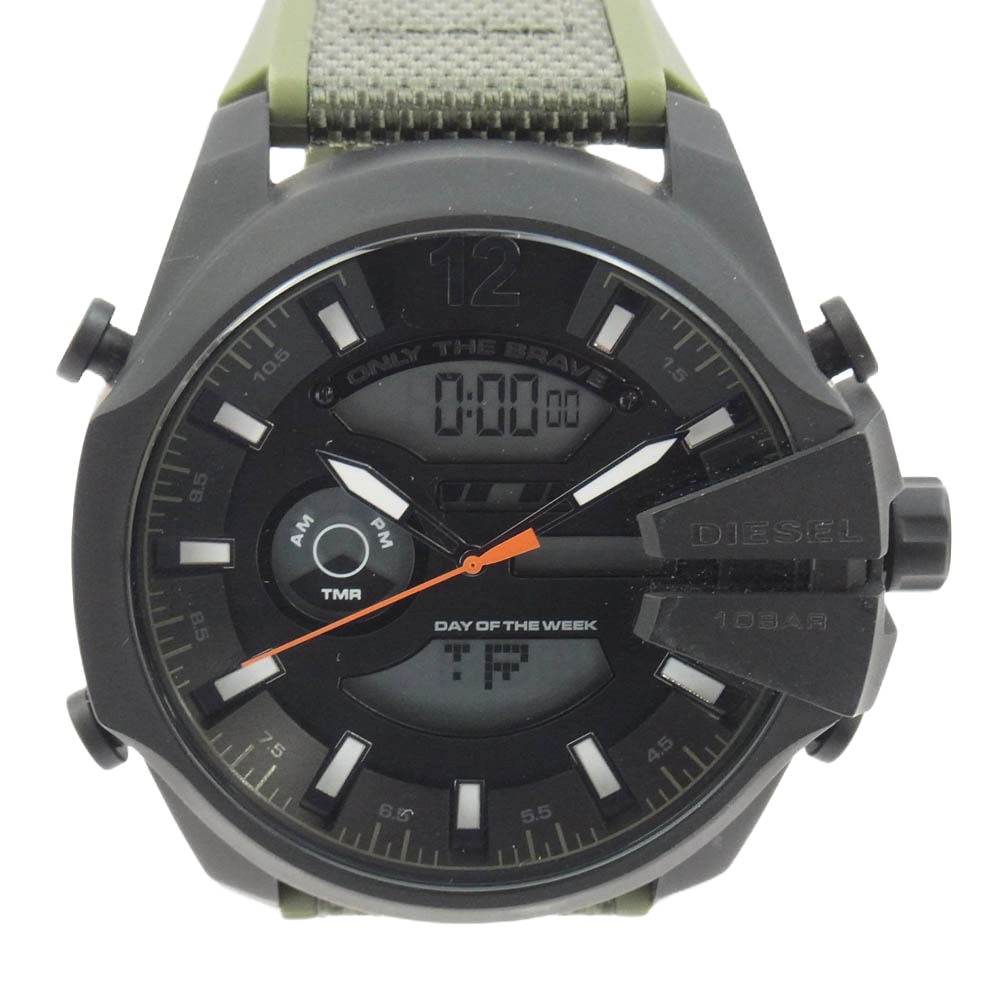 DIESEL ディーゼル 時計 DZ-4549 MEGA CHIEF メガ チーフ 51mm クオーツ アナログ デジタル アナデジ 腕時計 ウォッチ ブラック系 モスグリーン系【中古】