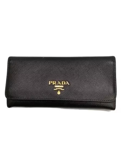 PRADA Saffiano Bicolor Long Wallet "Black/Pink"