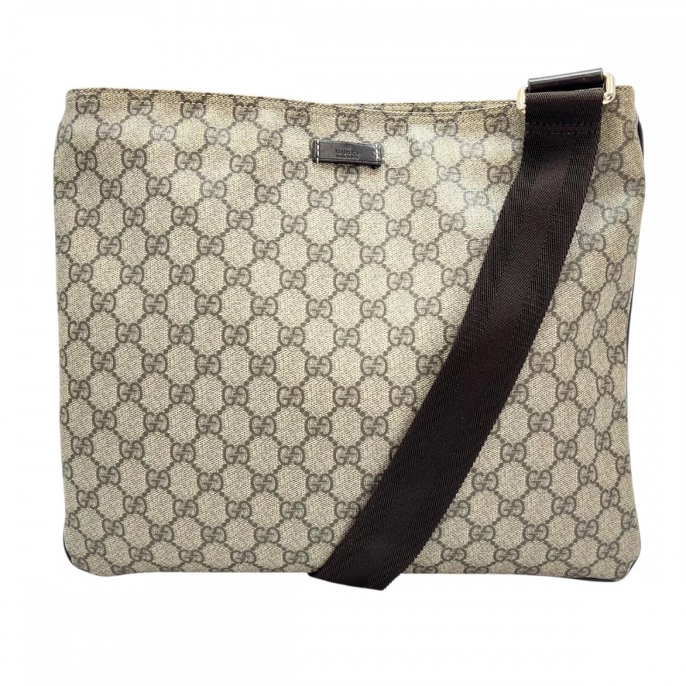 GUCCI グッチ ショルダーバッグ 斜め掛け GGスプリーム 201446 ベージュ ブラウン 茶 ゴールド金具 レディース【中古品】