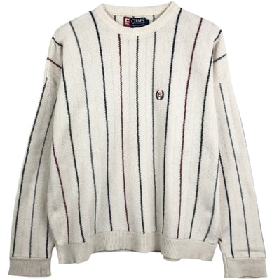 古着 ラルフローレン Ralph Lauren CHAPS チャップス マルチストライプ ヘリンボーン コットンニットセーター USA製 メンズL相当/eaa678759