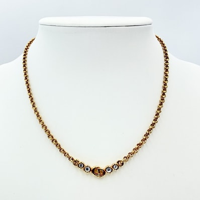 Christian Dior(クリスチャンディオール)CDロゴ ラインストーン ネックレス ヴィンテージ ゴールドカラー 43cm レディース アクセサリー