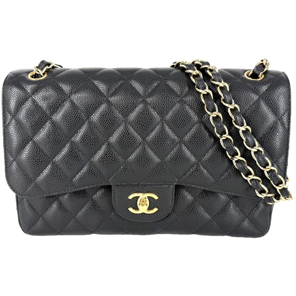 CHANEL シャネル ショルダーバッグ マトラッセ30 デカマトラッセ ダブルチェーン ダブルフラップ 肩掛け 斜め掛け ココマーク ターンロック キャビアスキン ブラック 黒 ゴールド金具 レディース【中古品】
