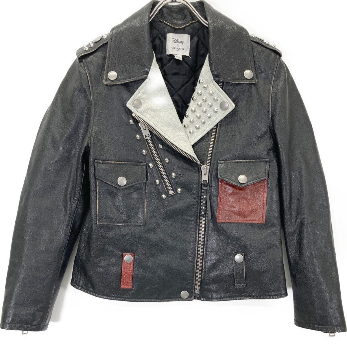 コーチ ×ディズニー ブラック 000 2015 スタッズ ダブルライダースジャケット 2