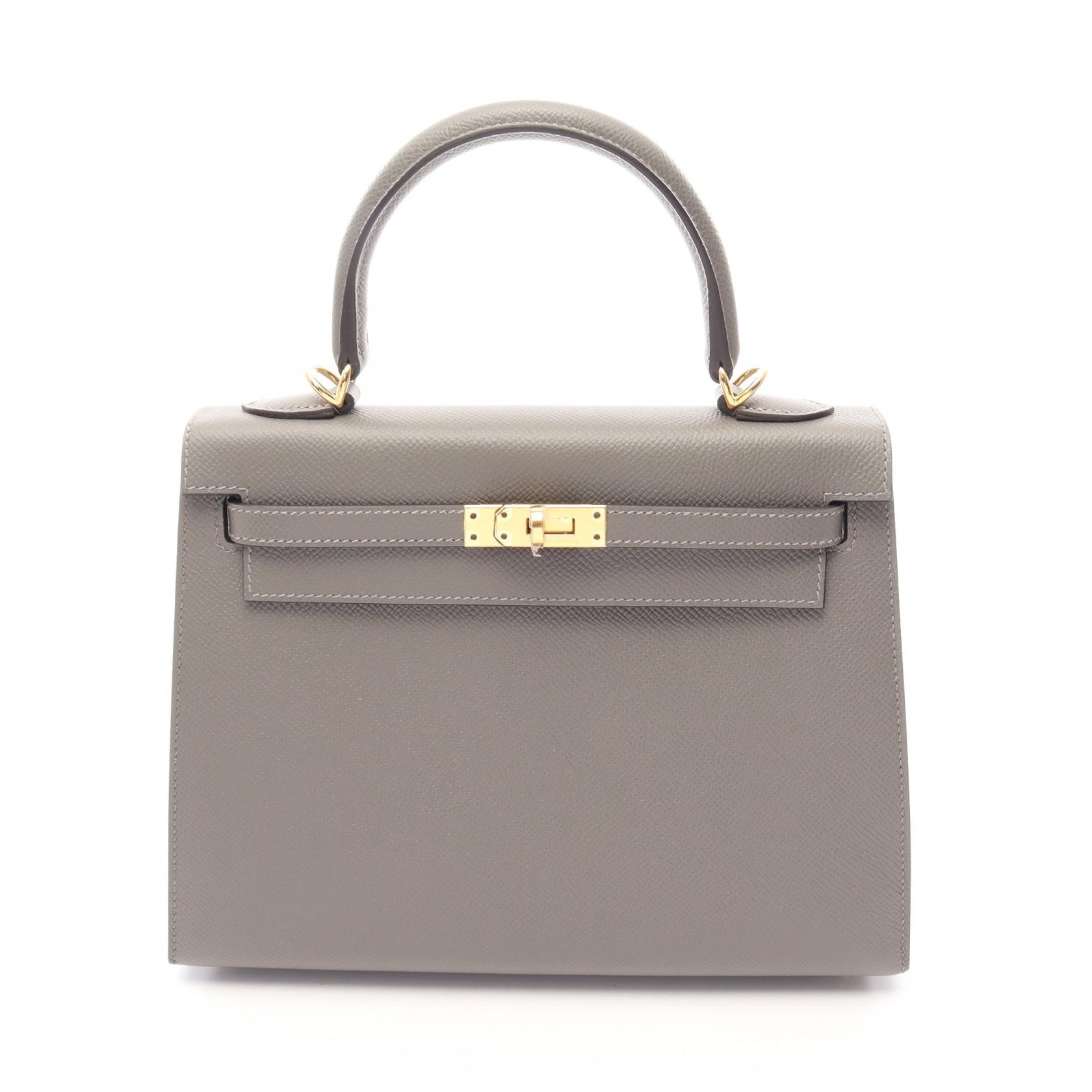 エルメス HERMES ケリー25 外縫い 2WAY ハンドバッグ バッグ レザー ヴォーエプソン ヴォーエプソン グリメイヤー U刻印(2022年製造) レディース グレー系 【中古】