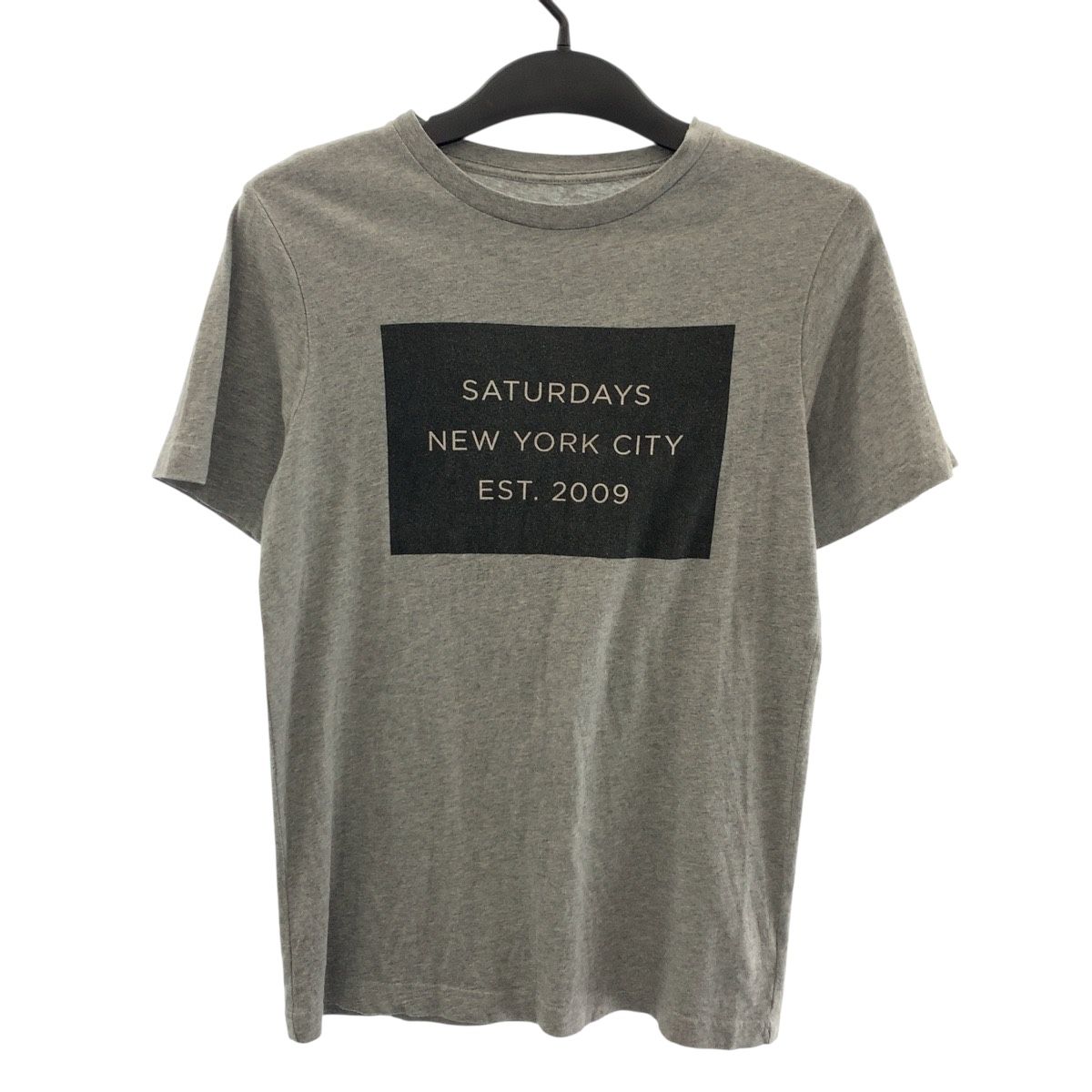 SATURDAYS SURF NYC サタデーズサーフニューヨーク ロゴ サイズS グレー ブラック コットン 半袖Tシャツ クルーネック 505243 【中古】