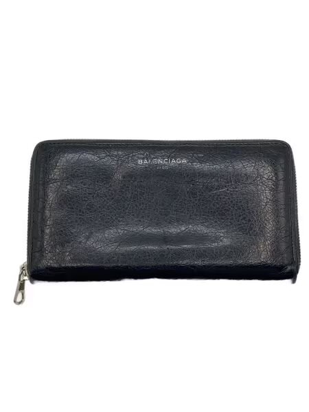 BALENCIAGA Logo Round Zip Wallet "Black"