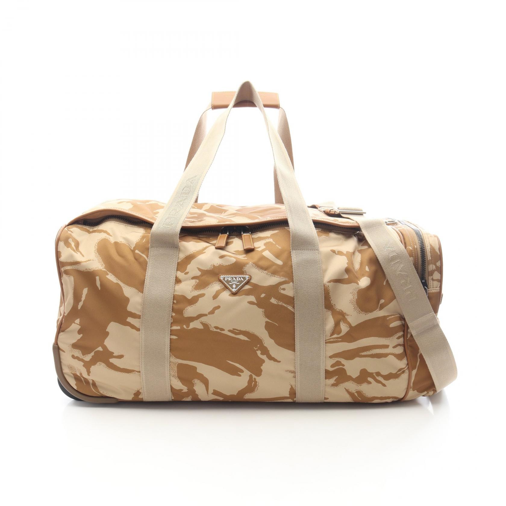 プラダ PRADA トロリー キャリーバッグ ボストンバッグ キャリーバッグ バッグ ナイロン メンズ レディース ベージュ系 2VQ002 【中古】