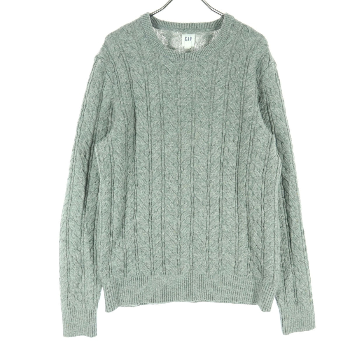GAP ギャップ ケーブル編み 長袖 ニット S グレー フィッシャーマン