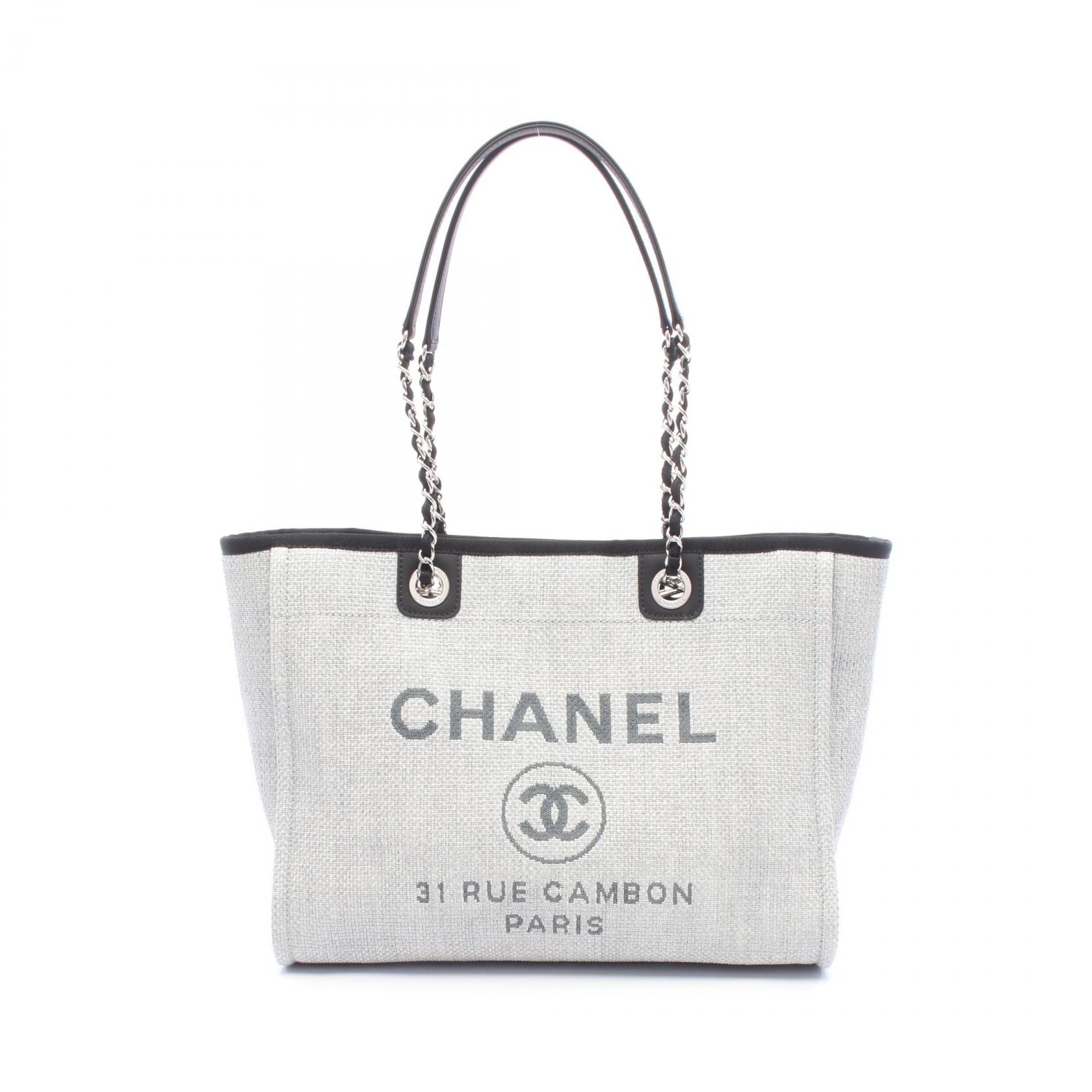 シャネル CHANEL ドーヴィル トートバッグ バッグ レザー ストロー レディース グレー系 / ブラック系 A67001 【中古】