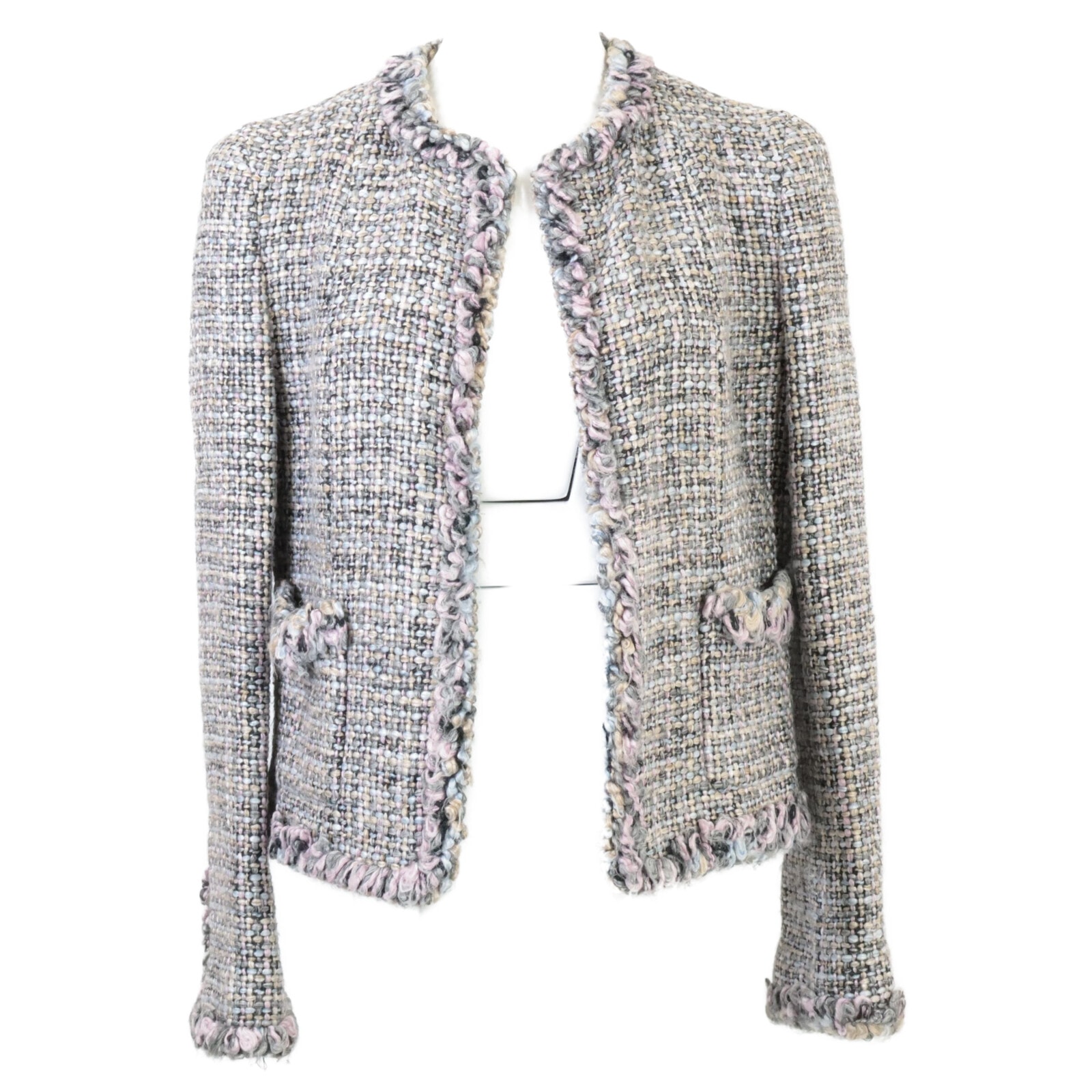 シャネル 【国内正規】03A P22295V13089 ココマークピラミッドスタッズ ツイード ノーカラー 38