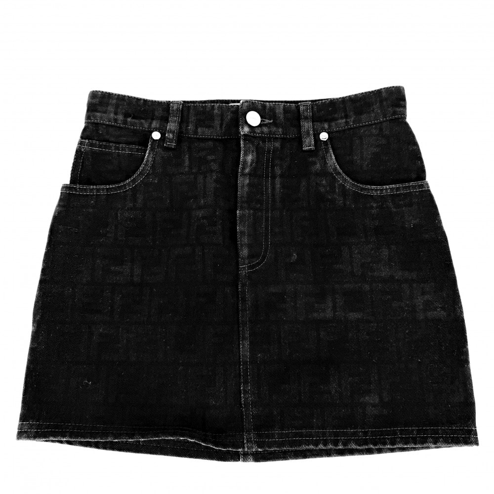 FENDI フェンディ スカート ズッカ 台形スカート ミニ 膝上 アパレル 36 ブラック 黒 コットン    レディース【中古品】