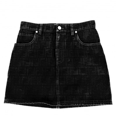 FENDI フェンディ スカート ズッカ 台形スカート ミニ 膝上 アパレル 36 ブラック 黒 コットン レディース【中古品】