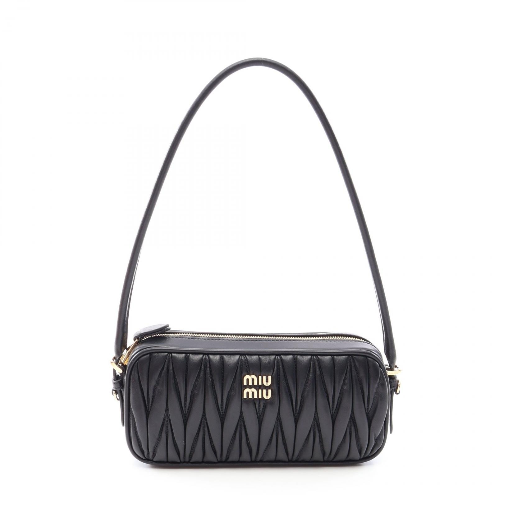 ミュウ ミュウ Miu Miu MATELASSE マテラッセ ハンドバッグ バッグ レザー レディース ブラック系 5NE024AFPPF0002 【新品】