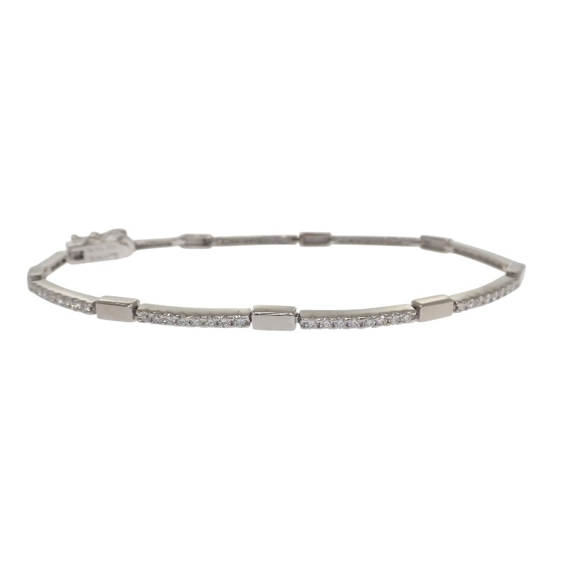 デザインジュエリー LINE ブレスレット K18ホワイトゴールド ダイヤモンド レディース メンズ【中古】【Aランク】