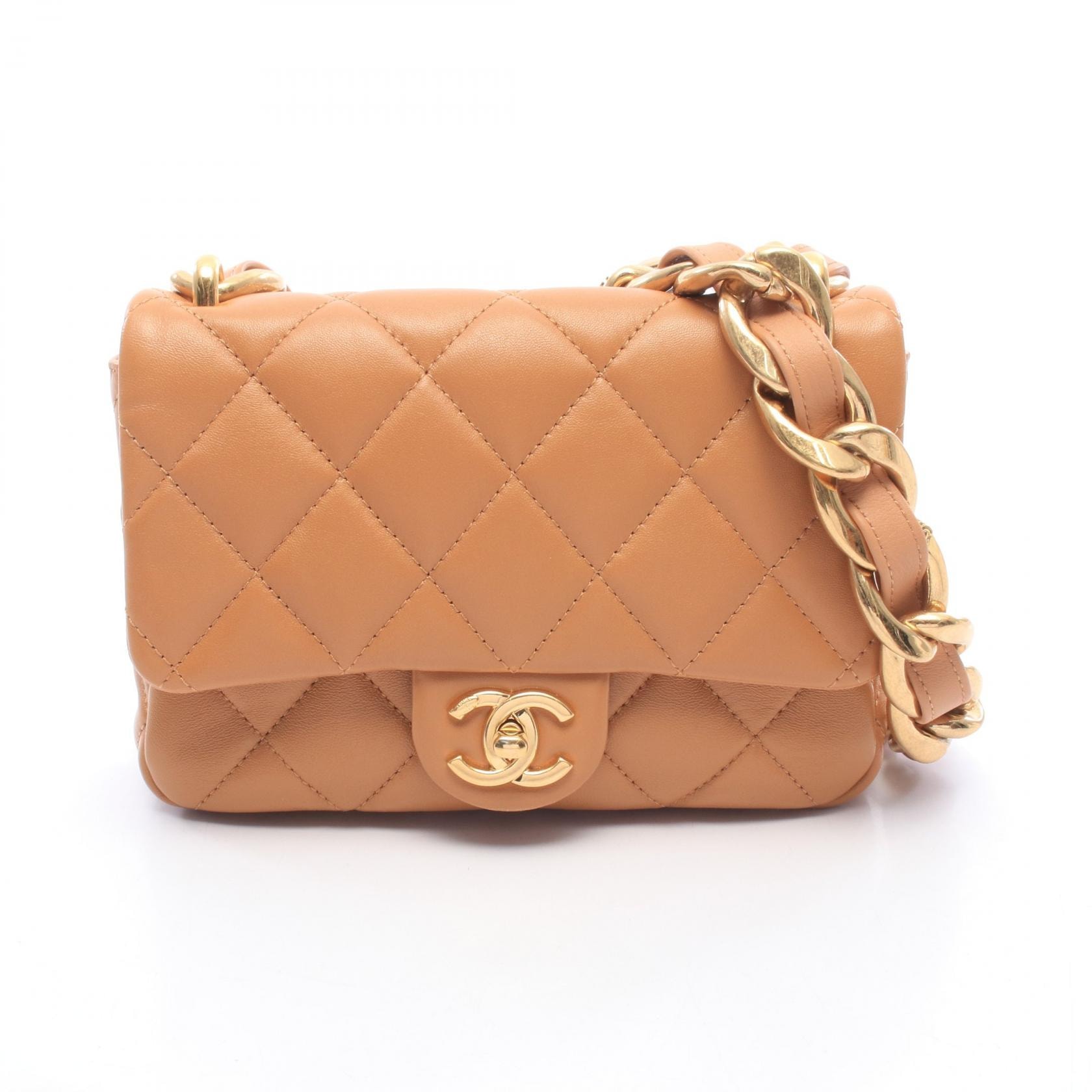 シャネル CHANEL マトラッセ スモールフラップバッグ ショルダーバッグ バッグ レザー レディース ブラウン系 AS3214 【中古】