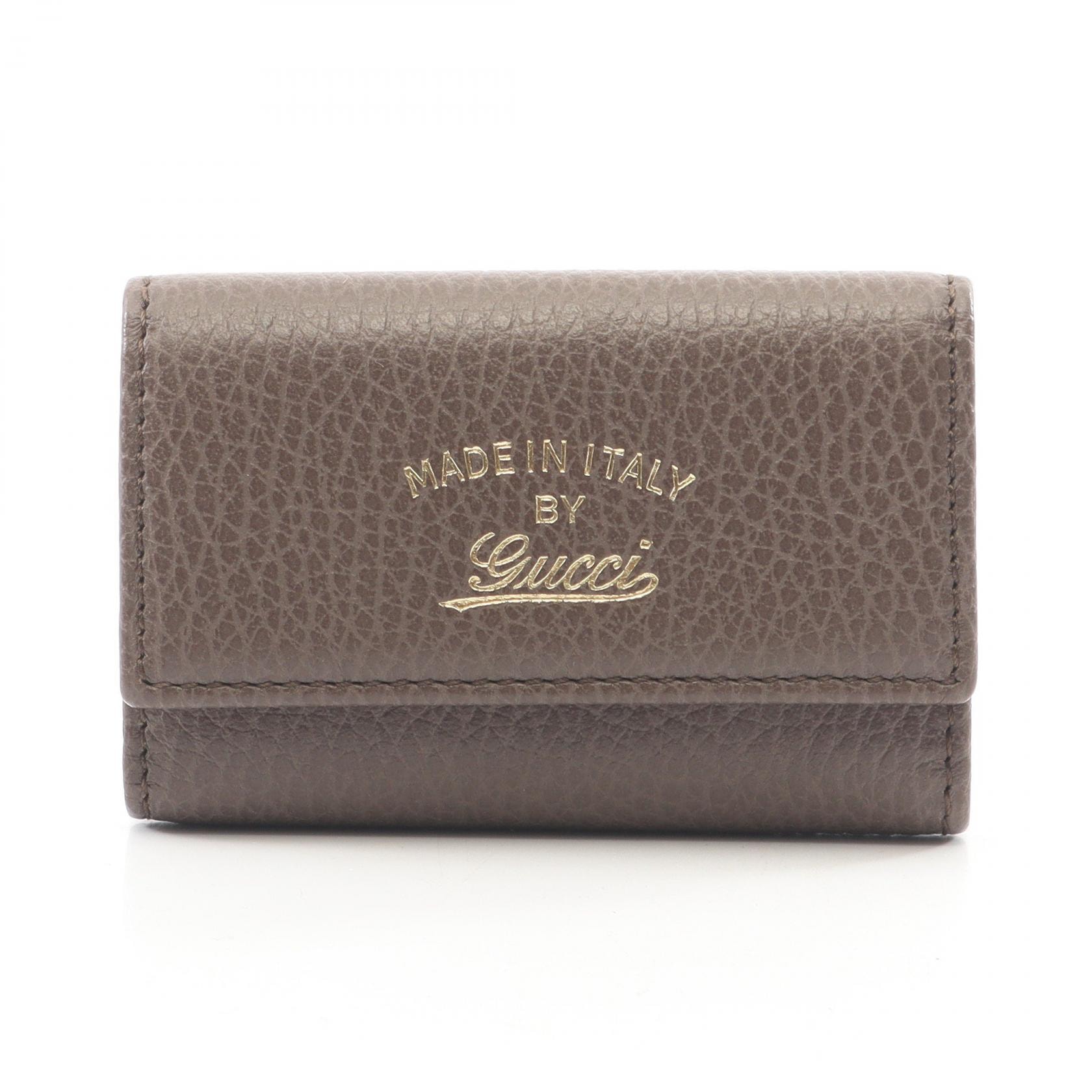 グッチ GUCCI スウィング 6連 キーケース アクセサリー レザー レディース グレー系 354499 【中古】