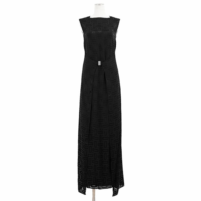 美品 エルメス 2022AW ジオメトリックジャガード ワンピース レディース ブラック 34 HERMES