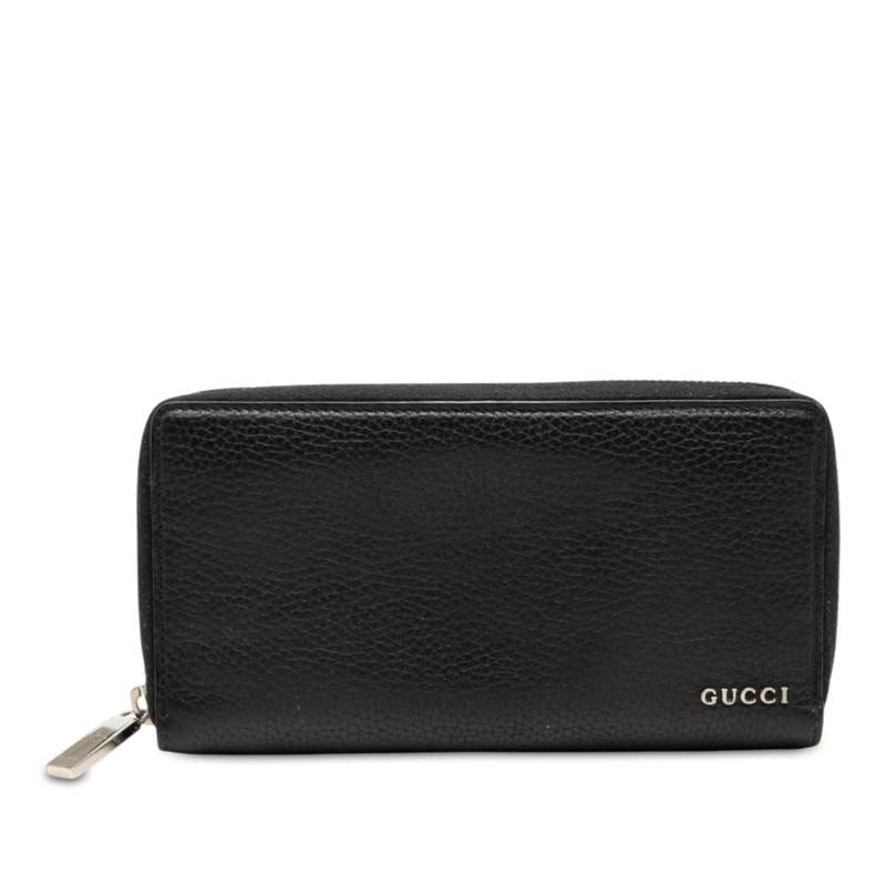 グッチ ラウンドファスナー 長財布 771154 ブラック レザー レディース GUCCI 中古