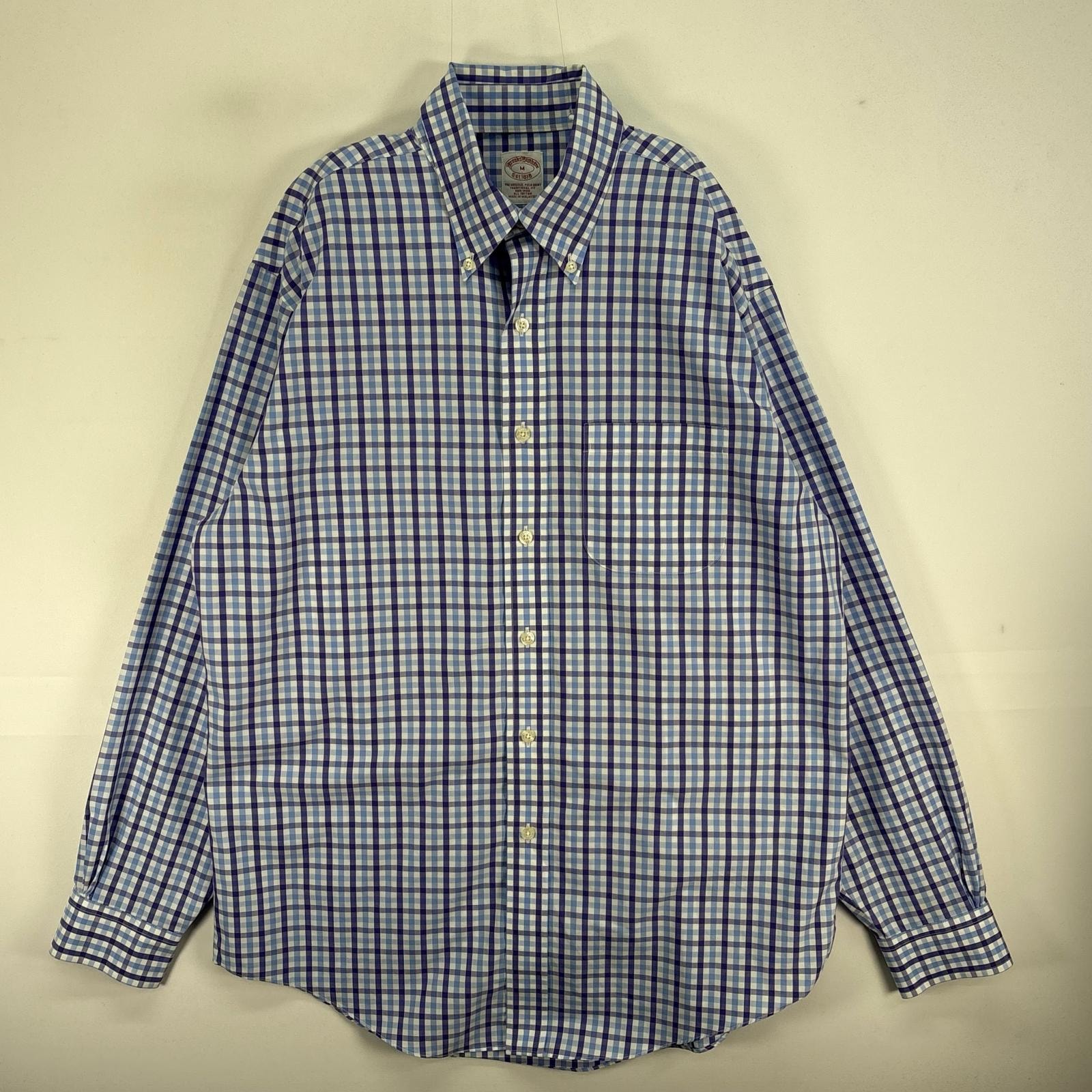 古着 ブルックスブラザーズ Brooks Brothers 長袖シャツ チェック ボタンダウン TRADITIONAL FIT M ブルー系 マルチカラー メンズ