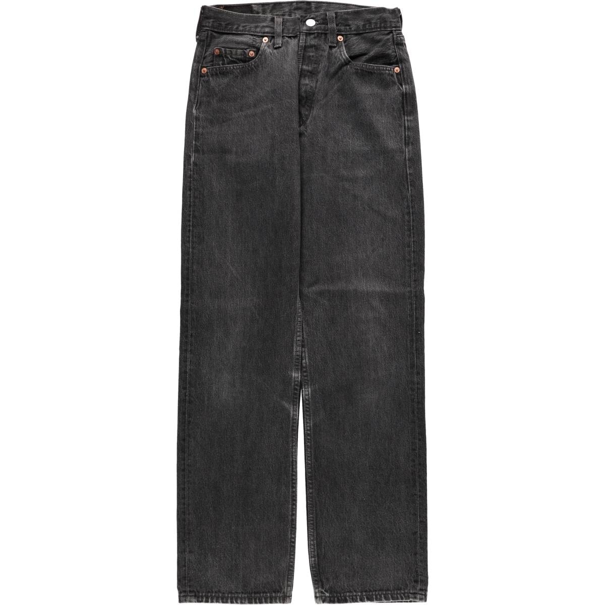 古着 90~00年代 リーバイス Levi's 501-0185 ユーロモデル ブラックデニム ストレートデニムパンツ 英国製 レディースL(w28)相当/eaa668288
