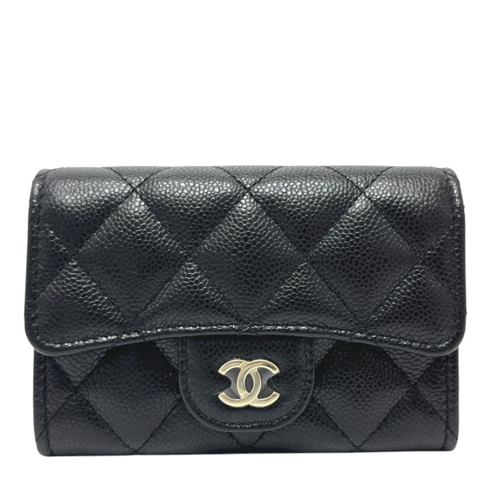シャネル CHANEL クラシックフラップカードケース AP4096 マトラッセ 財布 ウォレット コインケース キャビアスキン ブラック 未使用