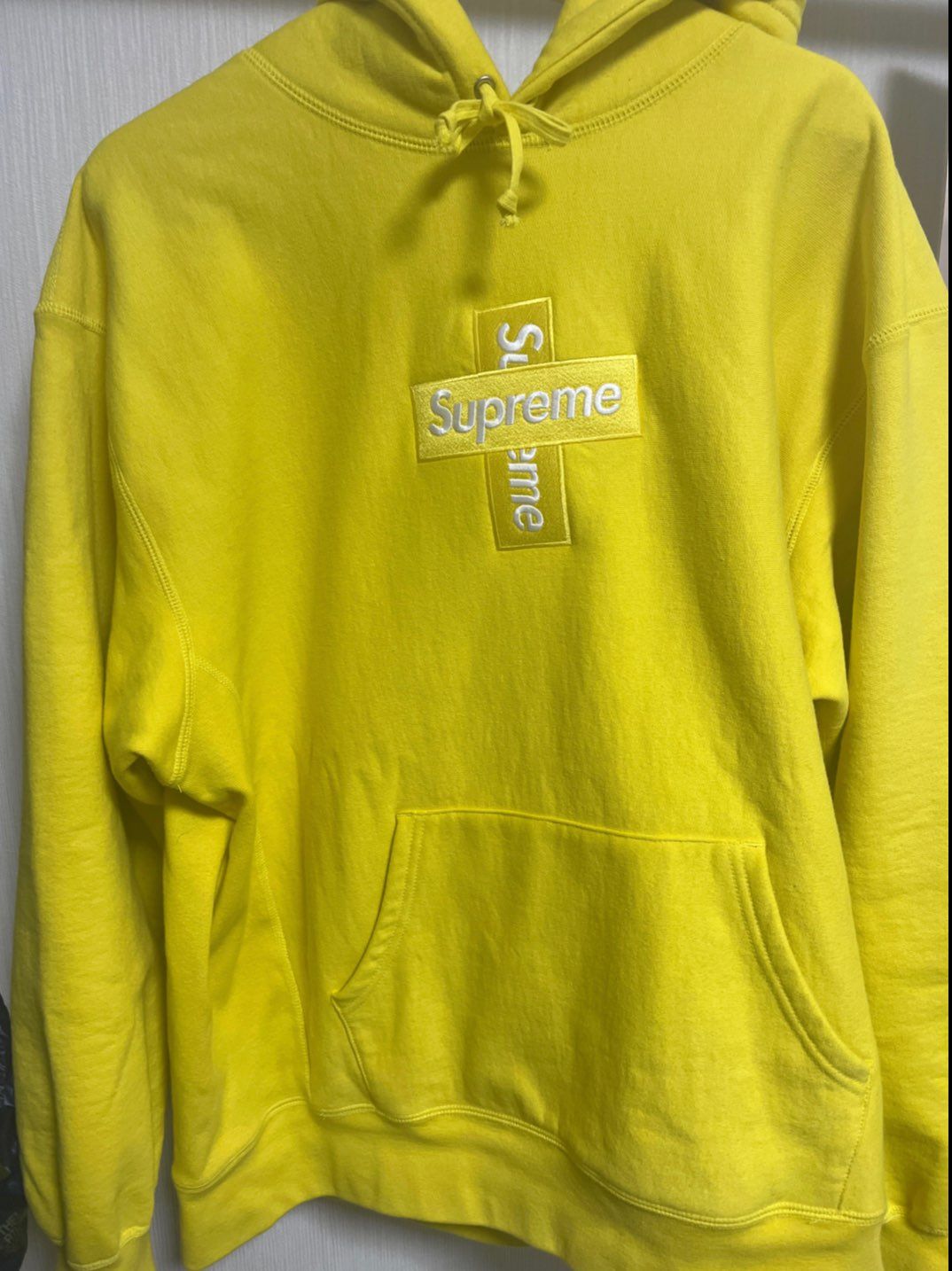 Supreme Cross Box Logo Hooded Sweatshirt "Yellow"