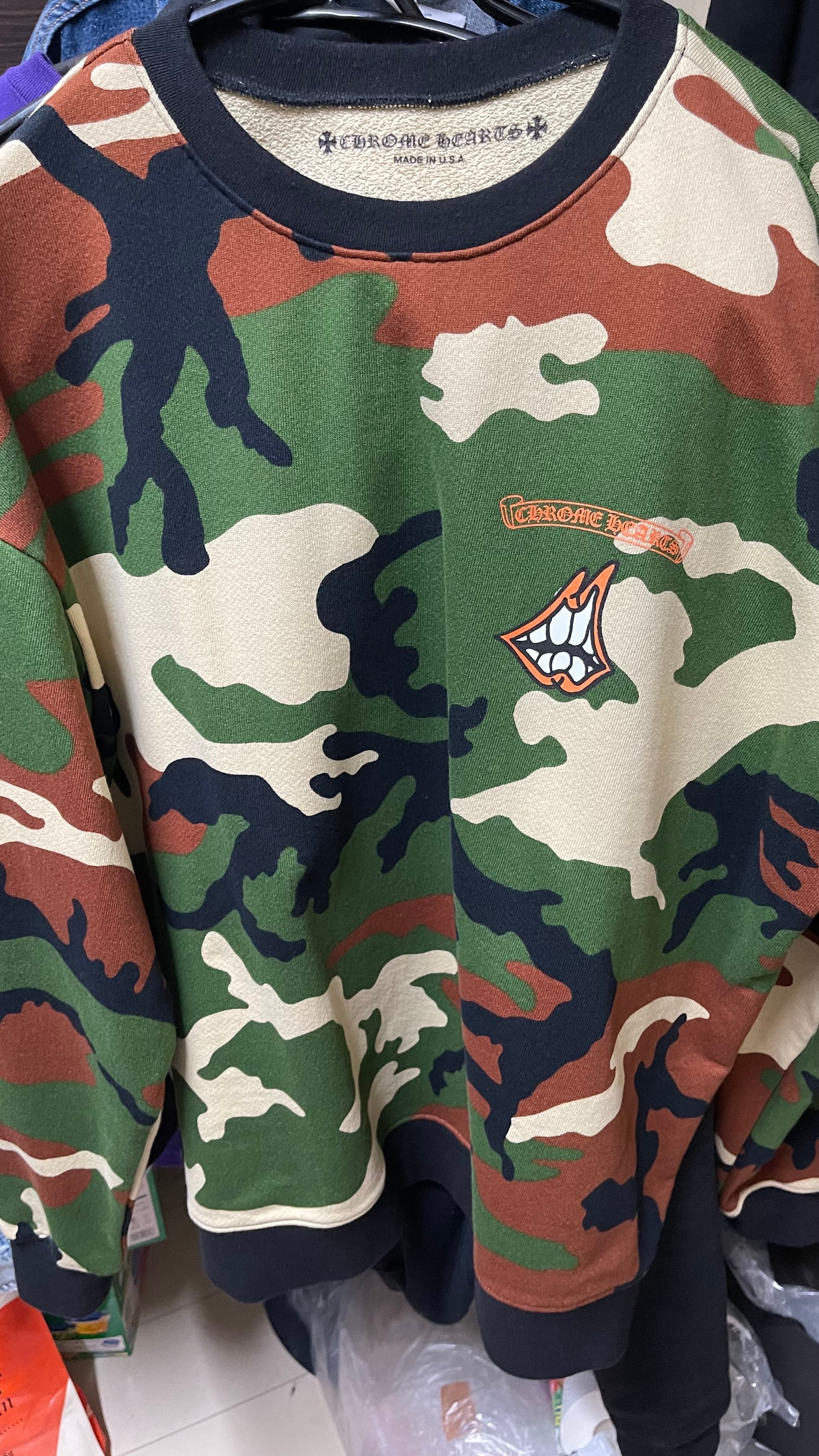 Chrome Hearts PPO Caution Sweatshirt Matty Boy Print Camouflage "Green/Brown"
