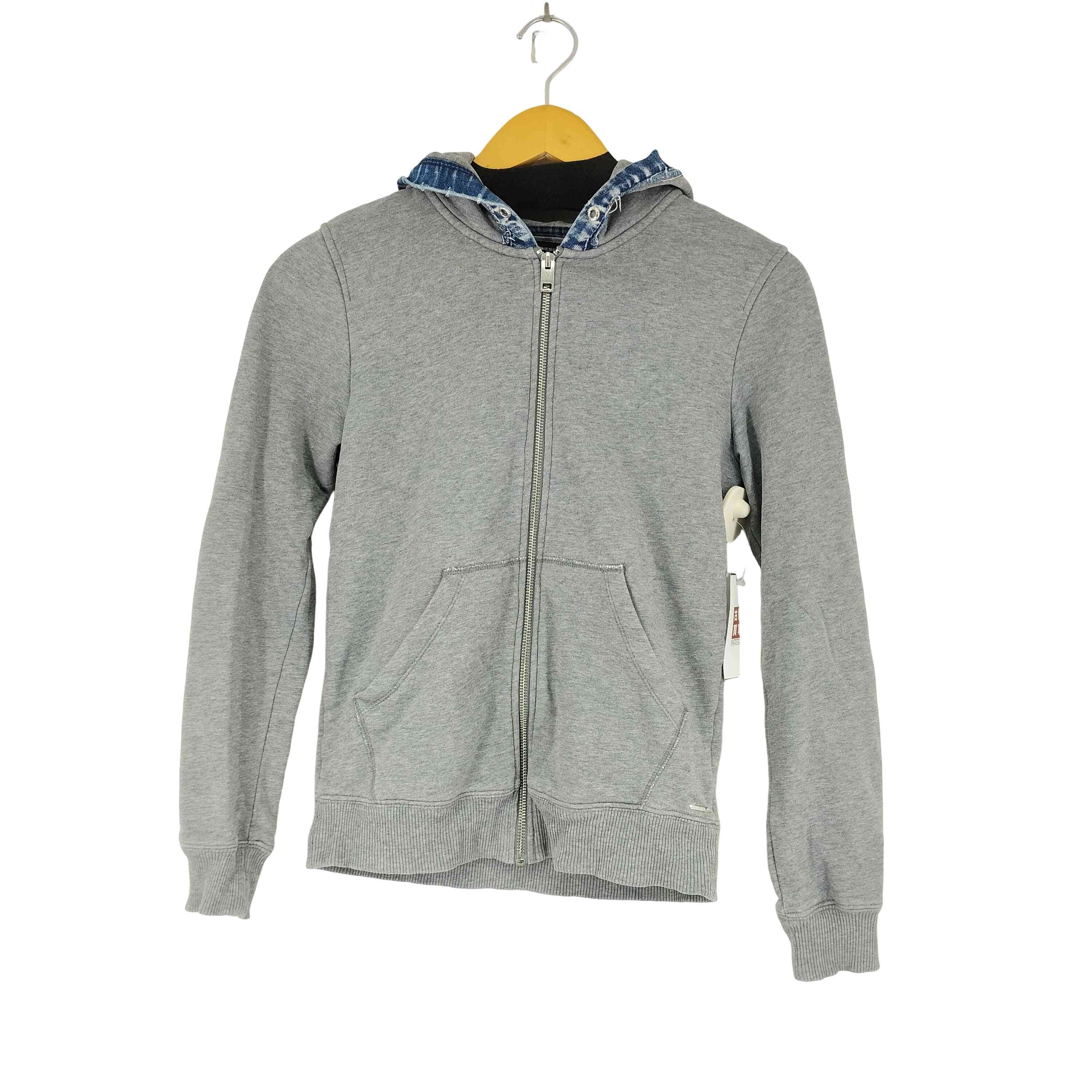 デニム切替スウェットジップアップパーカー【1140593382790】