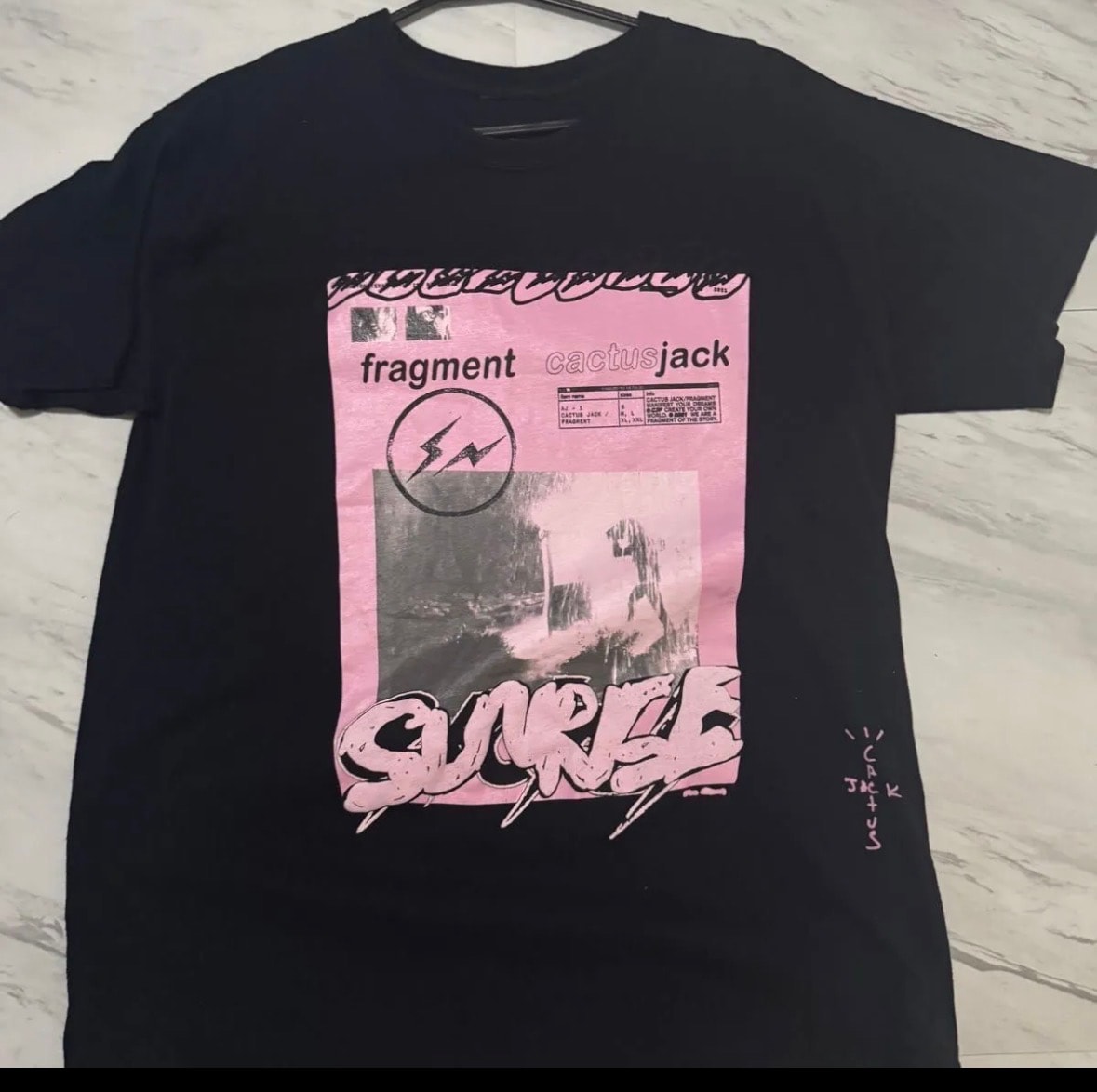 Travis Scott Cactus Jack For Fragment Pink Sunrise Tee "Black"