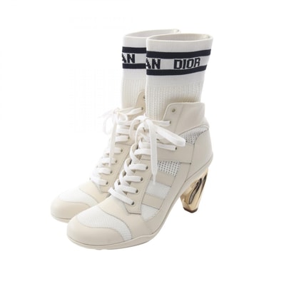 ディオール Dior D-ZENITH ソックス ブーツ 靴 レザー ファブリック レディース ホワイト系 / ベージュ系 【中古】