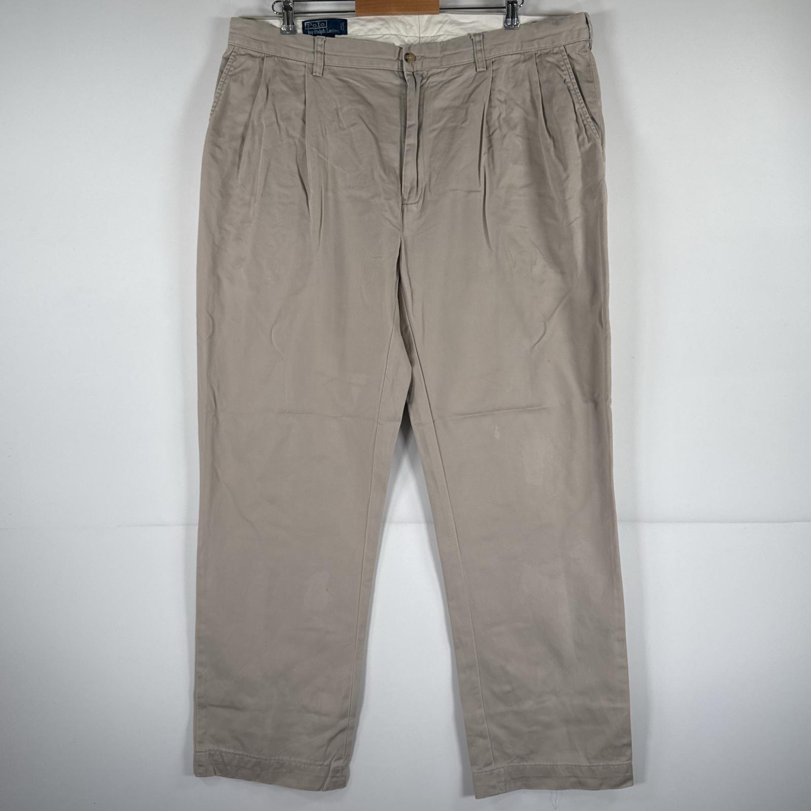 古着 ポロバイラルフローレン Polo by Ralph Lauren チノパンツ チノパン ワンポイント スラックス 大きいサイズ w40 L34  ベージュ メンズ