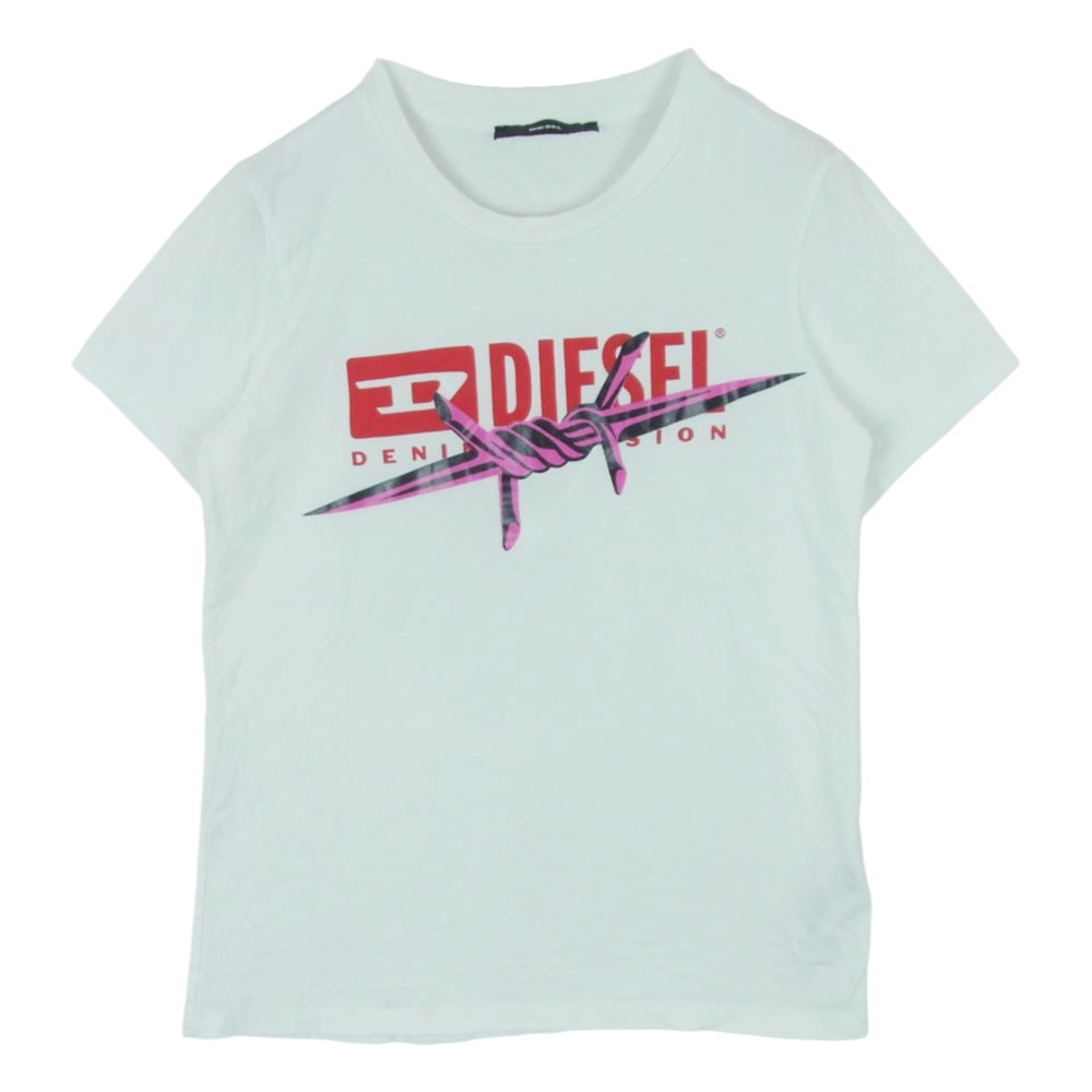 DIESEL ディーゼル T-SILY グラフィックプリント 半袖 Tシャツ コットン インド製 ホワイト系 XS【中古】