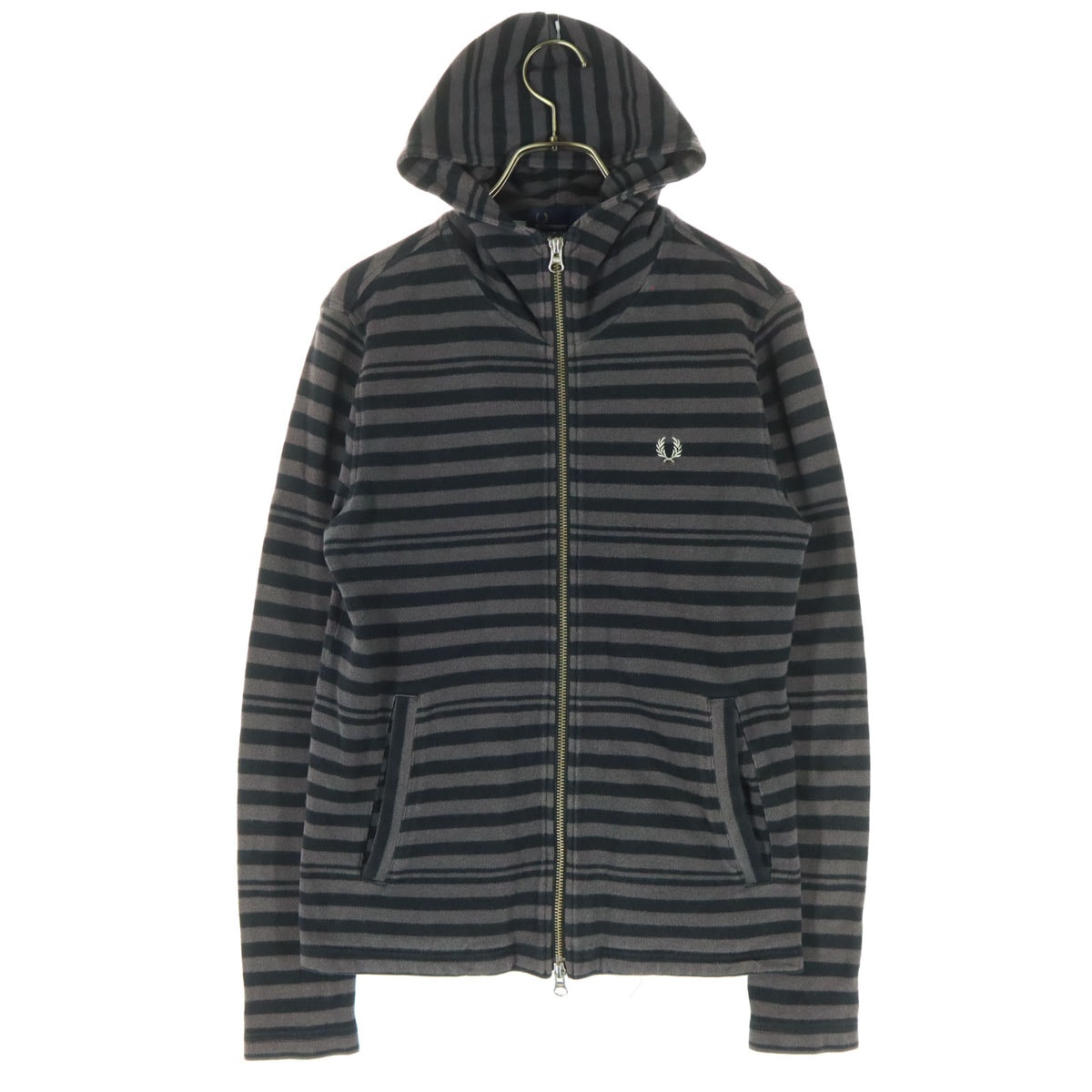 FRED PERRY フレッドペリー ボーダー柄 わんぽ 長袖 ジップパーカー XS パープル系