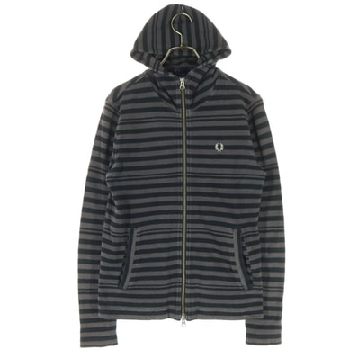 FRED PERRY フレッドペリー ボーダー柄 わんぽ 長袖 ジップパーカー XS パープル系