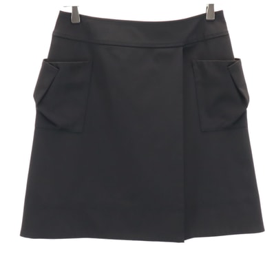 FOXEY NEW YORK フォクシーニューヨーク 日本製 ミディ丈 ラップスカート 40 ブラック