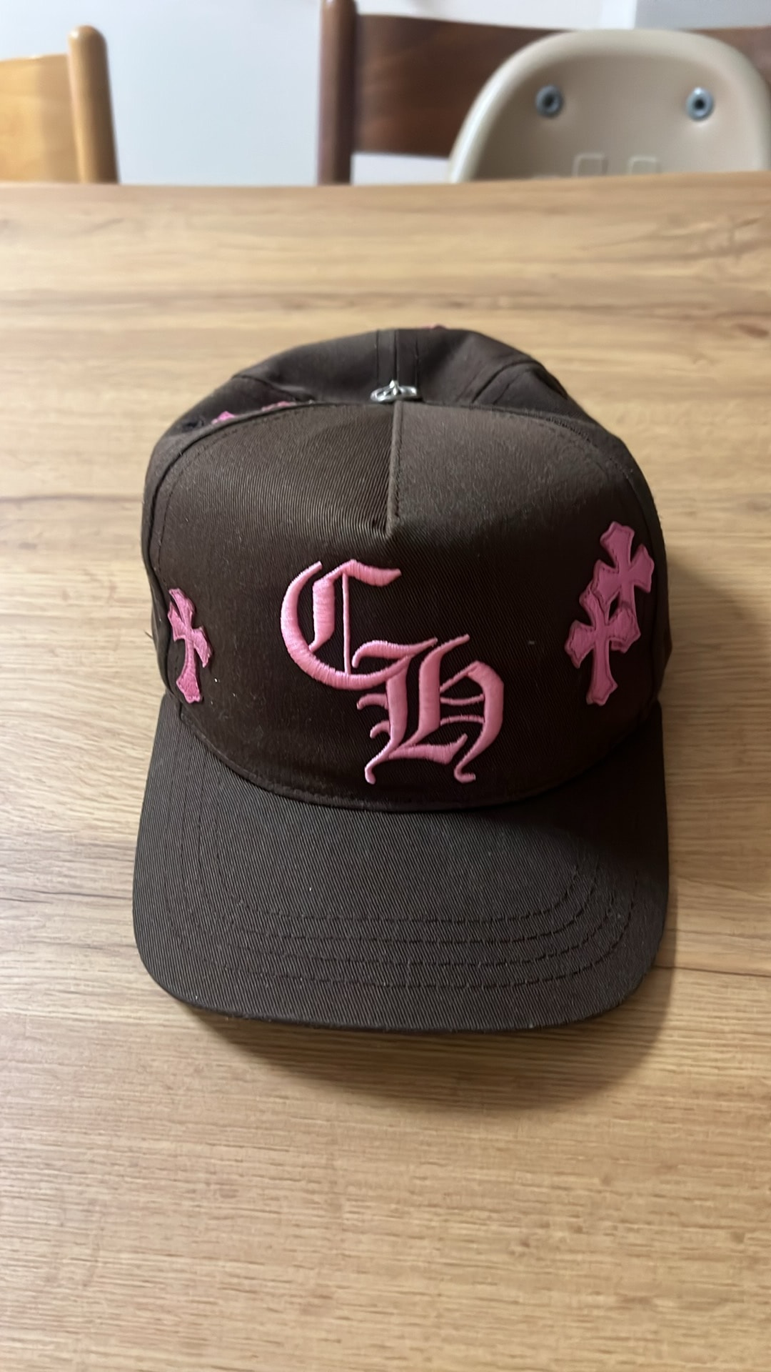 Chrome Hearts CH Hat Cross Patch Baseball Cap "Brown/Pink"