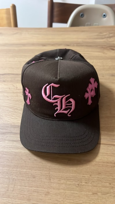 Chrome Hearts CH Hat Cross Patch Baseball Cap "Brown/Pink"