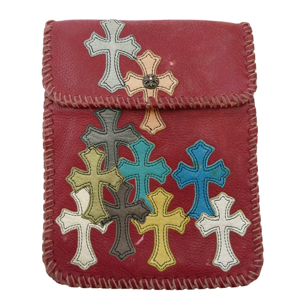 クロムハーツ セメタリークロスパッチ クロスボール フラット ヒッピー バッグ "レッド"