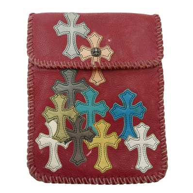 Chrome Hearts Cemetery Cross Patch Cross Ball Flat Hippie Bag "Red"